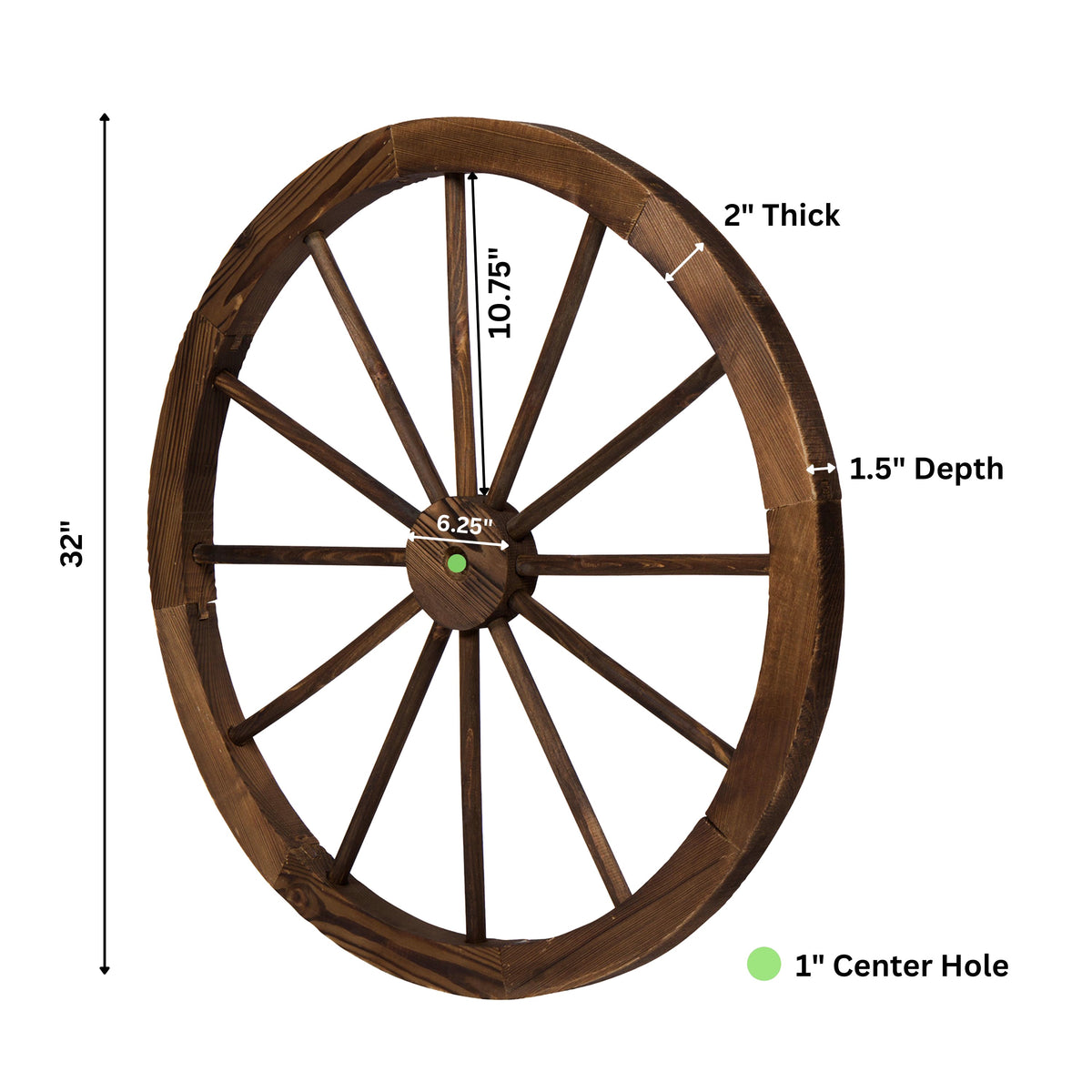 32" Decorative Wagon Wheel/Trellis, Burnt Brown, 2pk