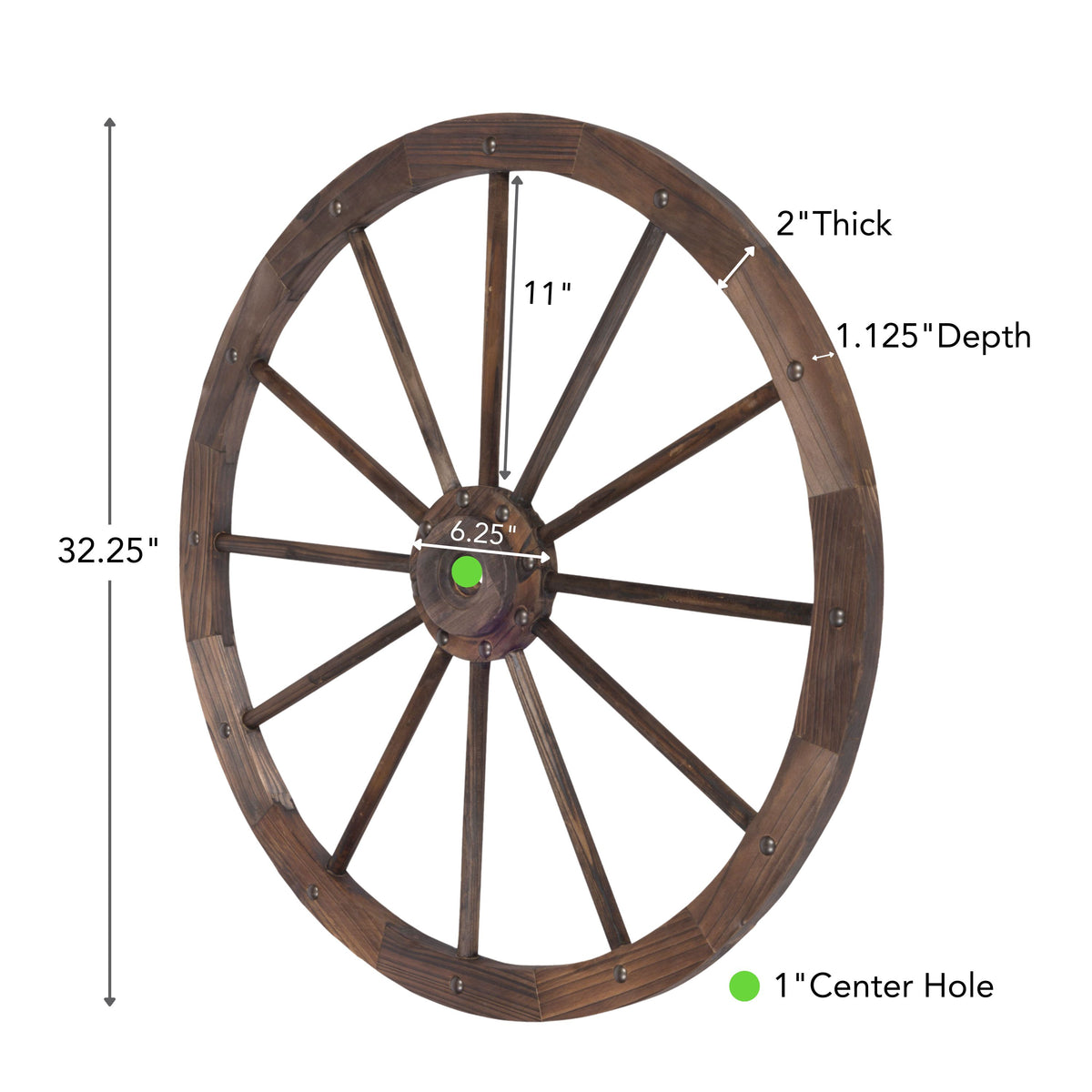 32" Rustic Farmhouse Decorative Wagon Wheel/Trellis, Oak, 2Pk