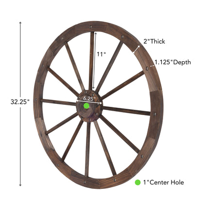 32&quot; Rustic Farmhouse Decorative Wagon Wheel/Trellis, Oak, 2Pk
