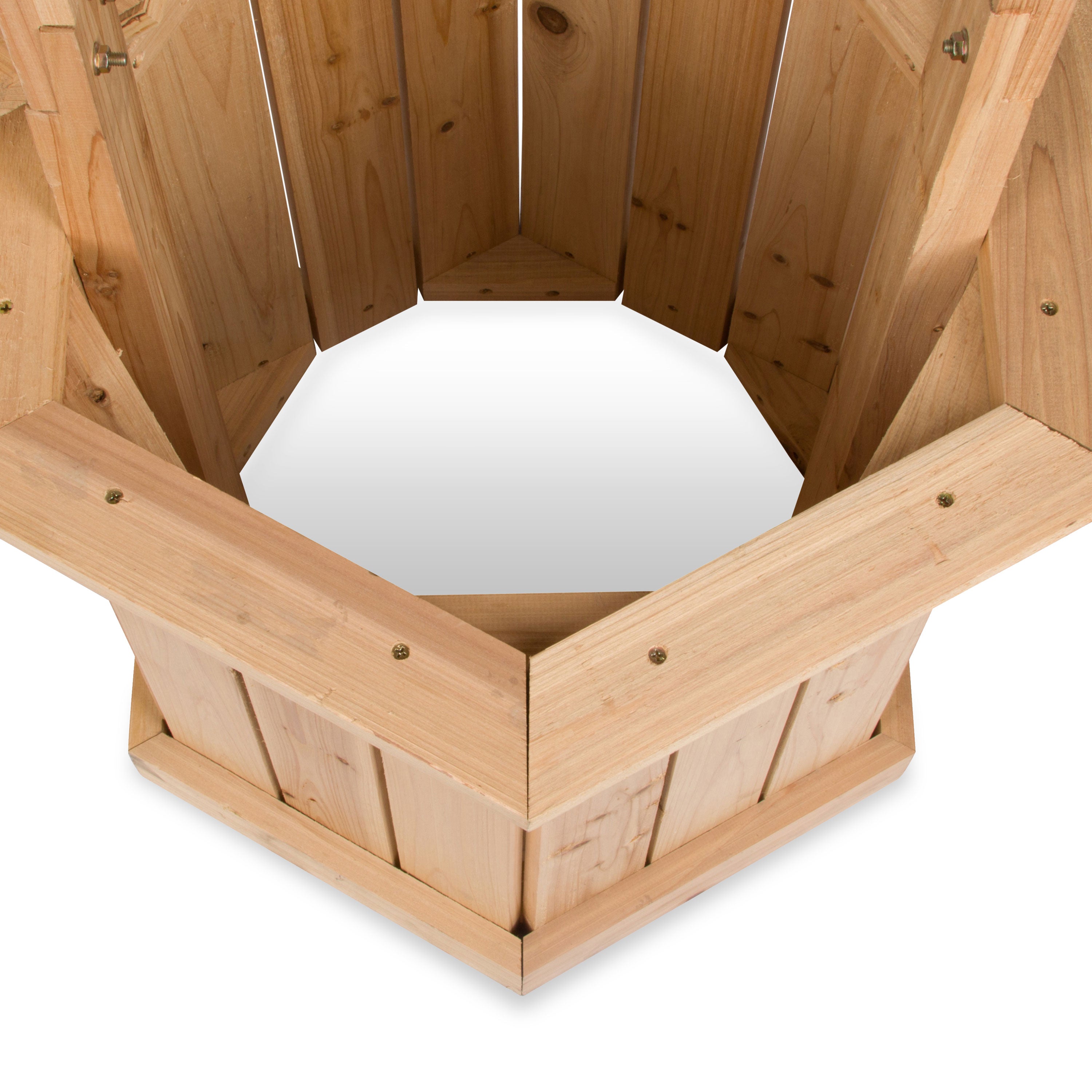Close up showcase of open bottom well for decorative wishing well 