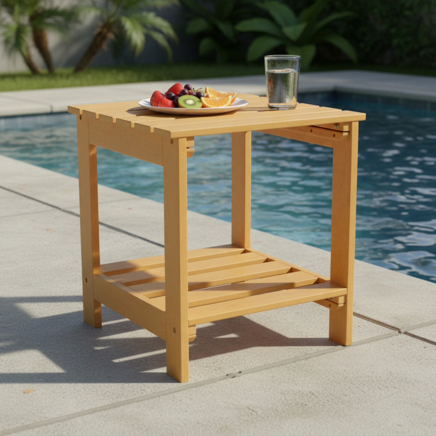 Square Side Table, Recycled Plastic, Toffee