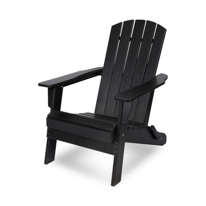 Seaside Mid-Century Modern Adirondack Chair, Black