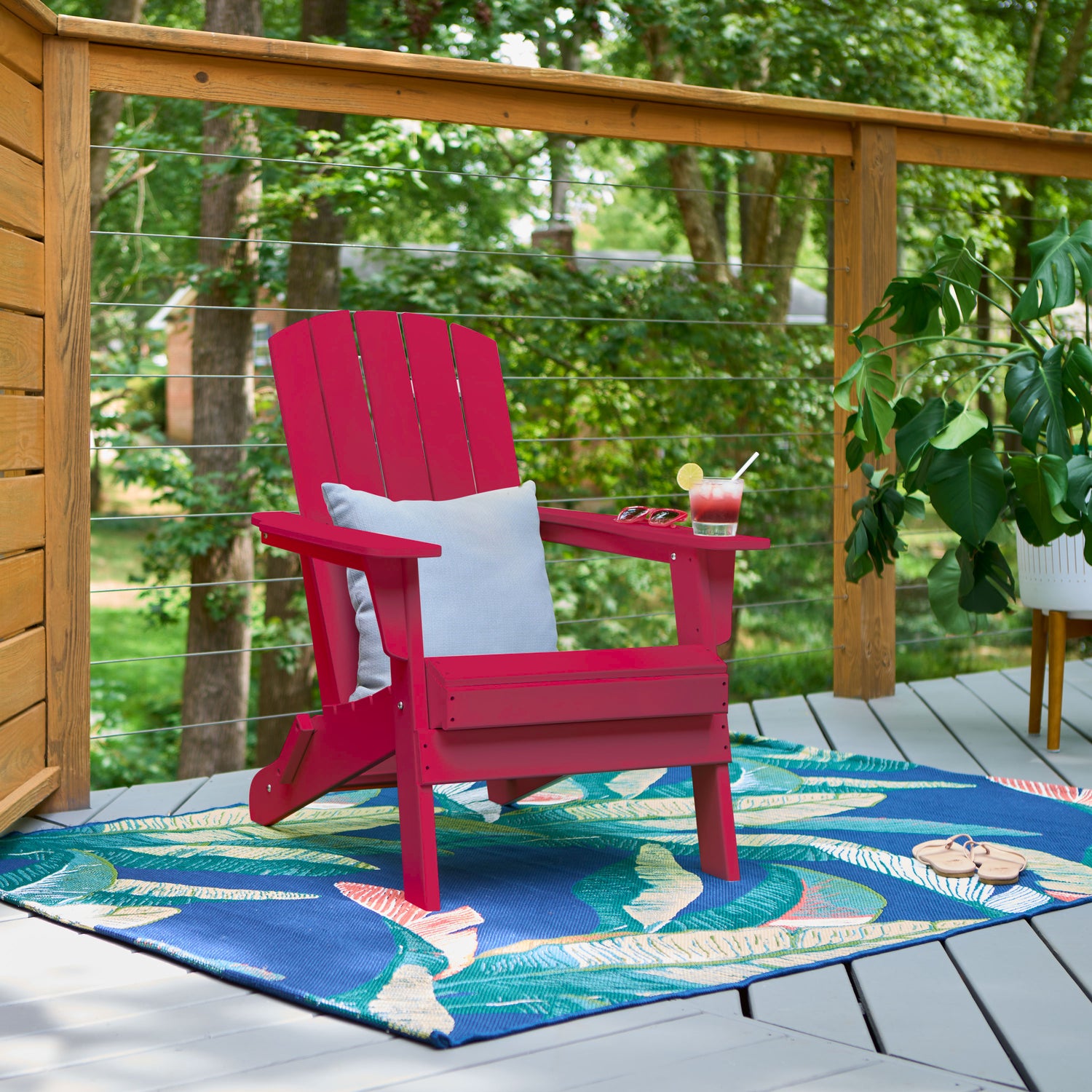 Seaside Mid-Century Modern Adirondack Chair, Chili Pepper