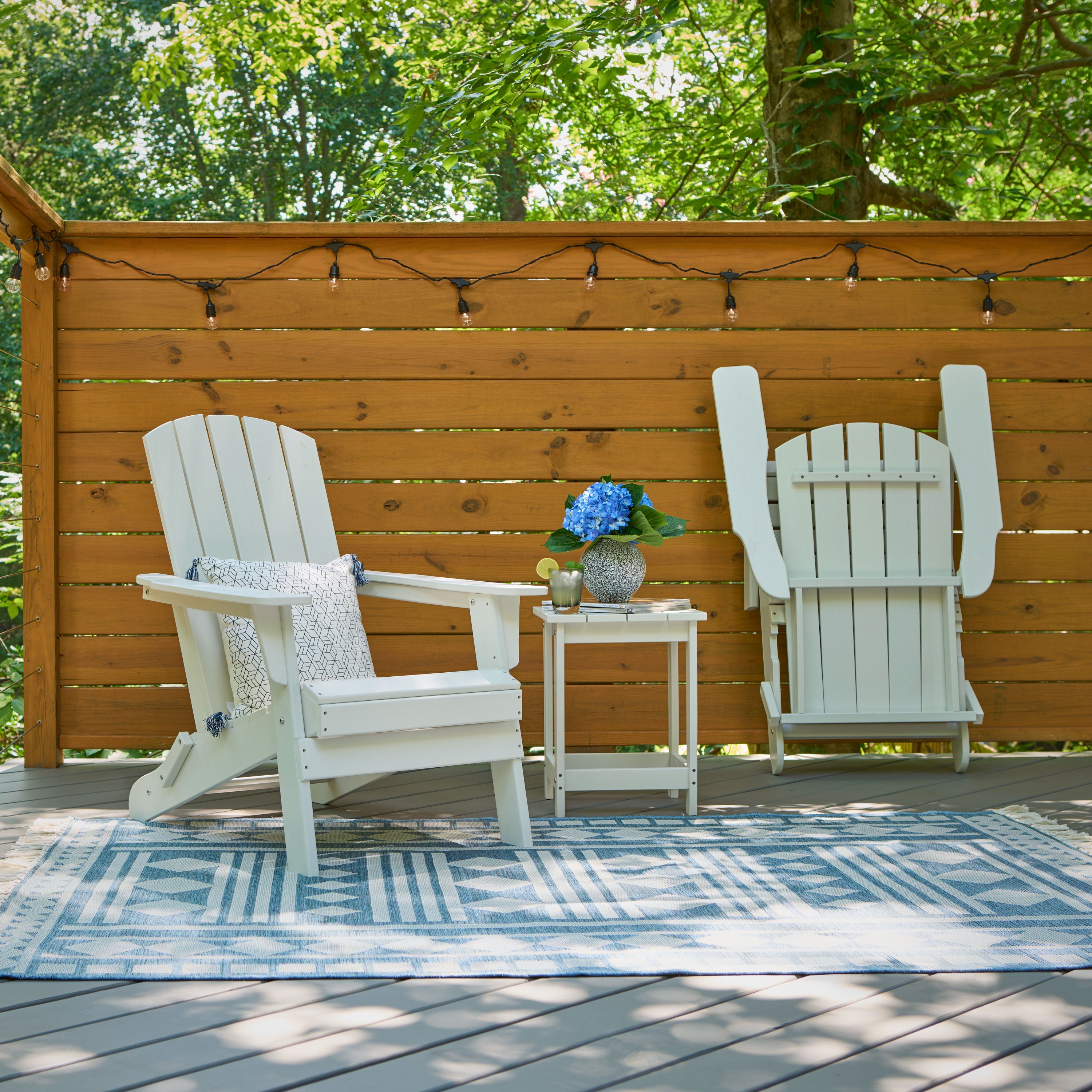 Seaside Mid-Century Modern Adirondack Chair, White