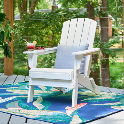 Seaside Mid-Century Modern Adirondack Chair, White