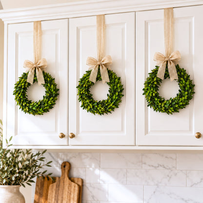 8" Preserved Boxwood Mini Ring Wreath, 3Pk
