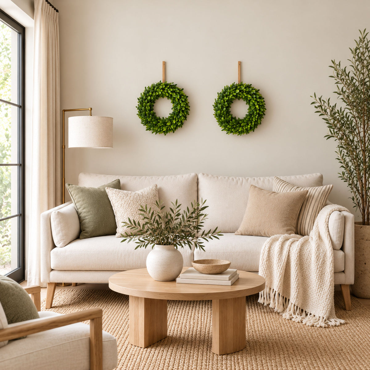 12" Preserved Boxwood Mini Ring Wreath, 2Pk