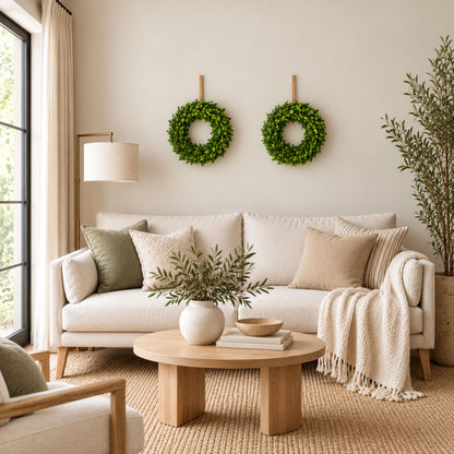 12" Preserved Boxwood Mini Ring Wreath, 2Pk