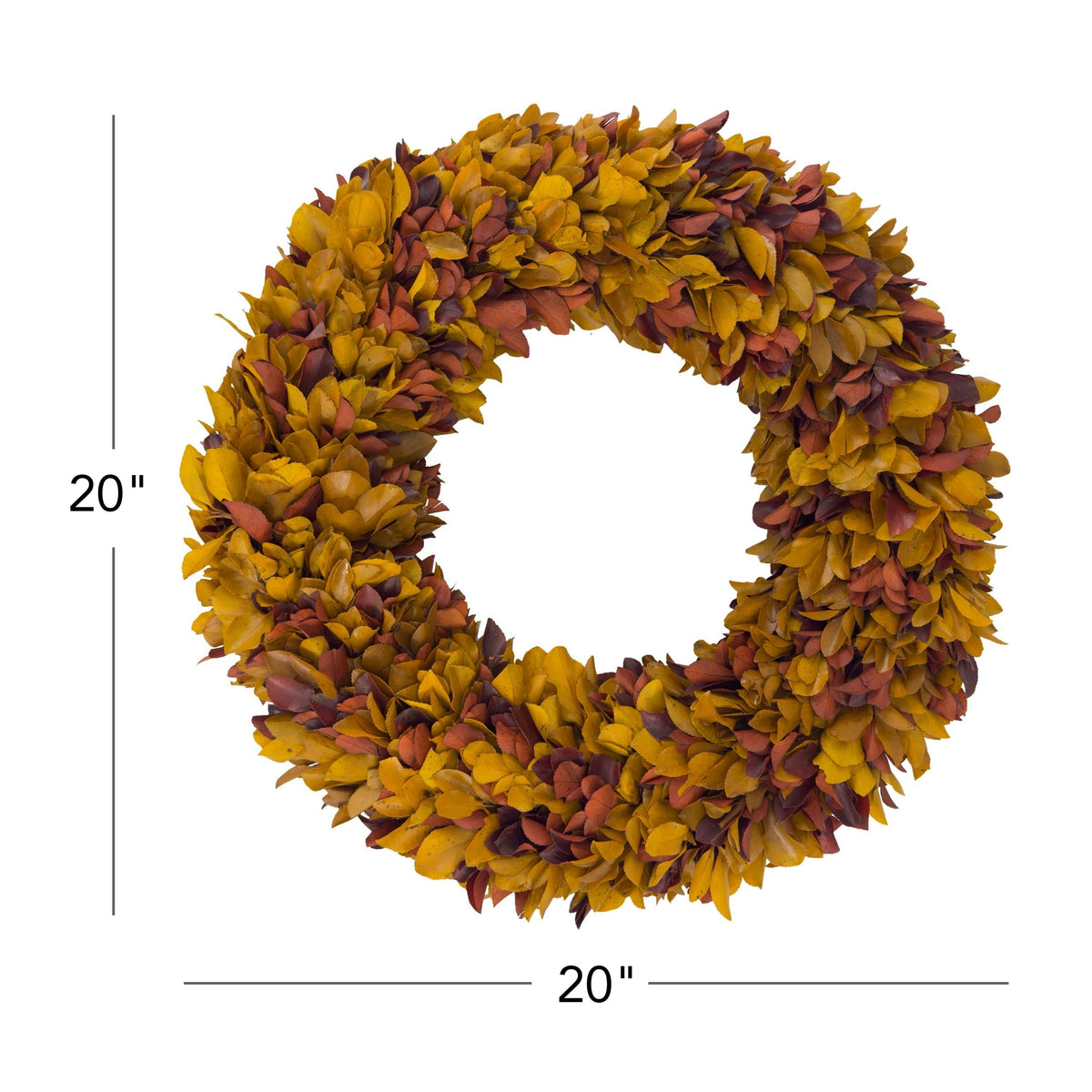 20" Preserved Holly Wreath, Autumn