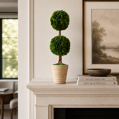 20" Preserved Double-Ball Boxwood Topiary