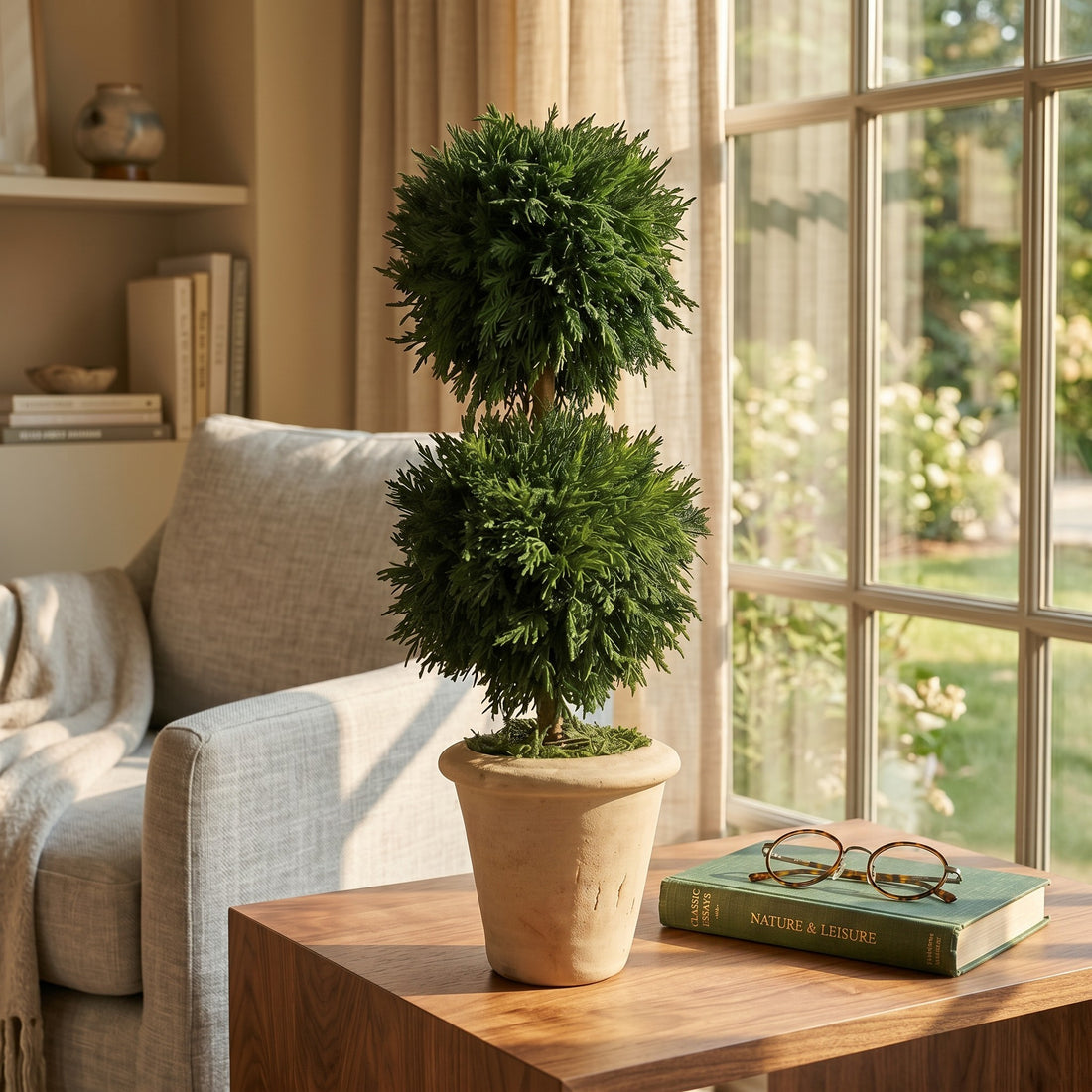 16" Preserved Double-Ball Cypress Topiary