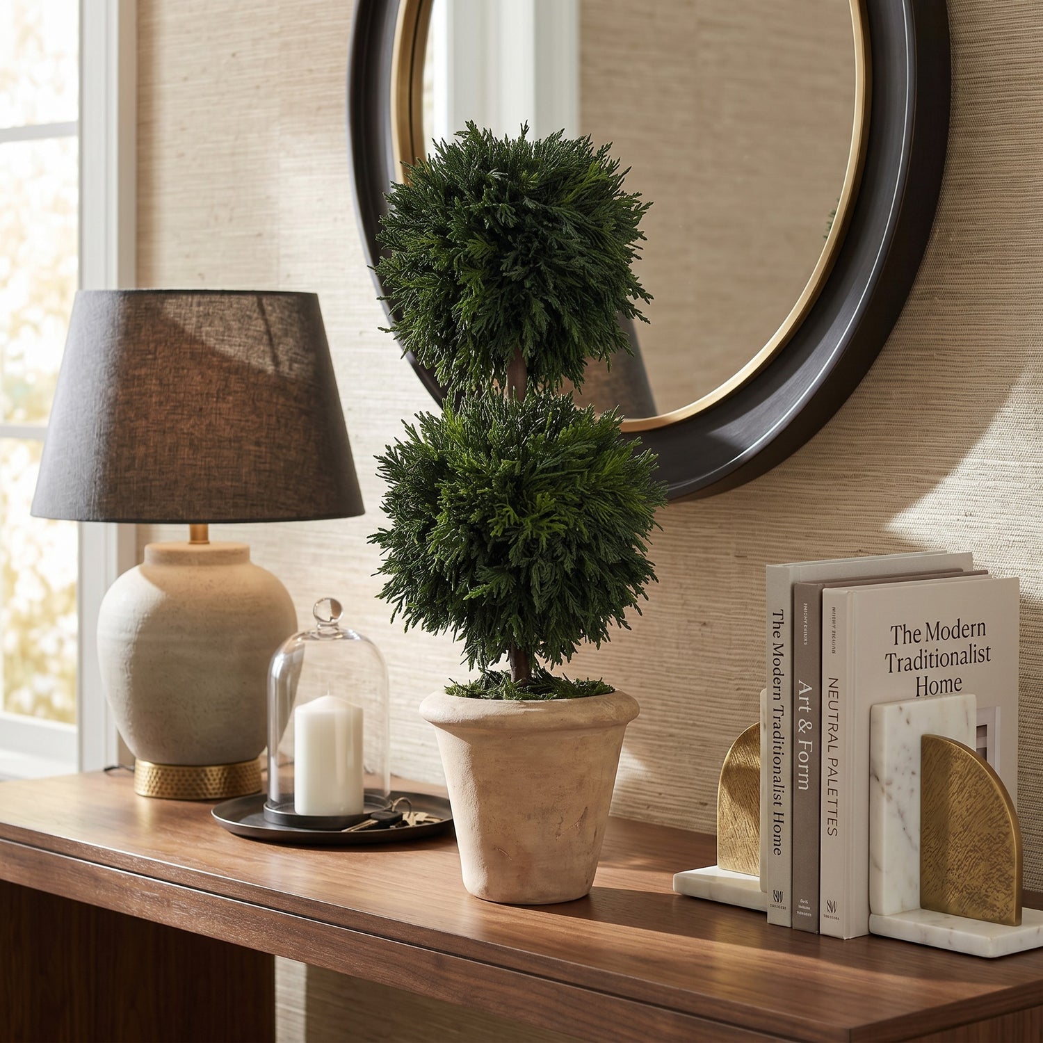 16" Preserved Double-Ball Cypress Topiary
