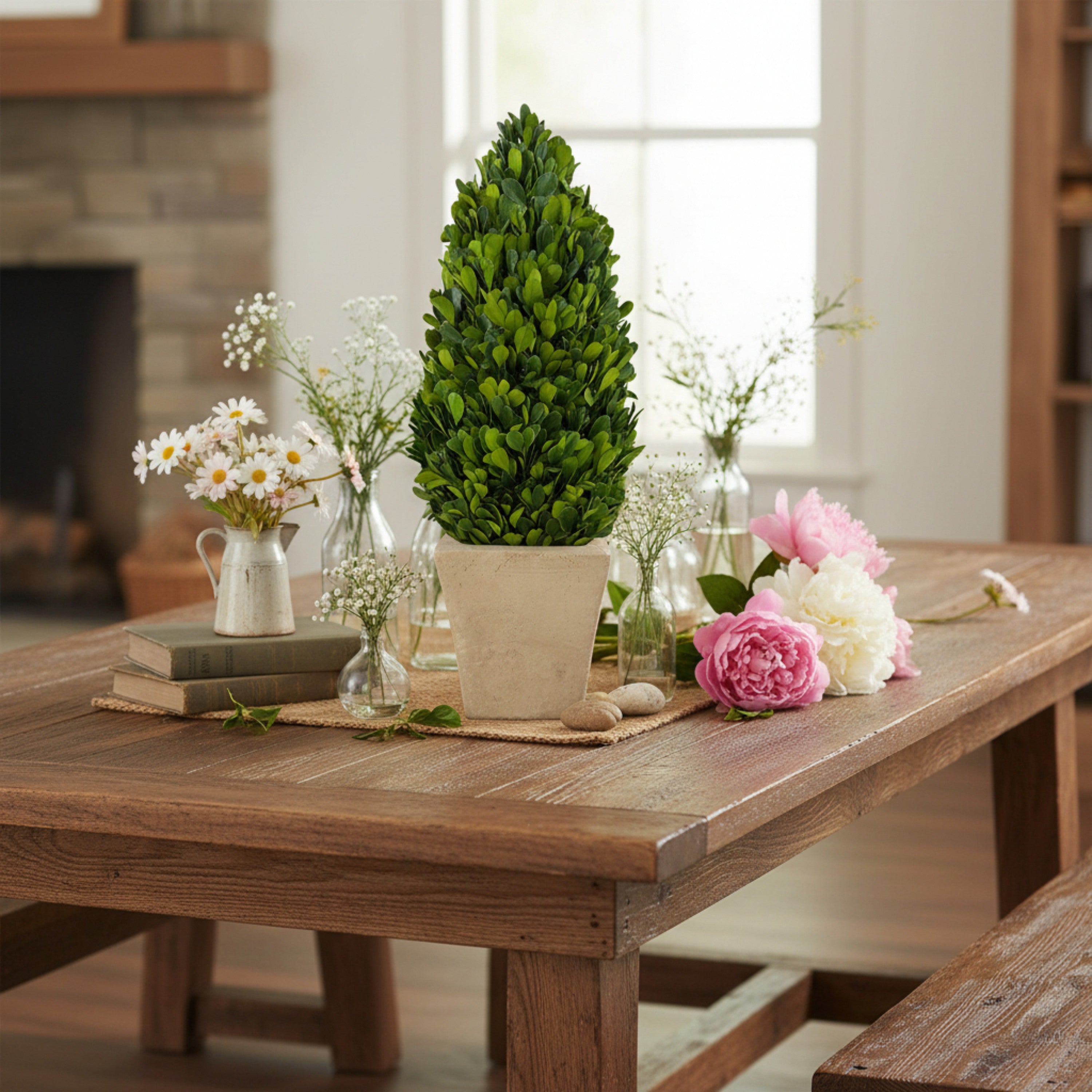16" Preserved Cone-shaped Boxwood Topiary