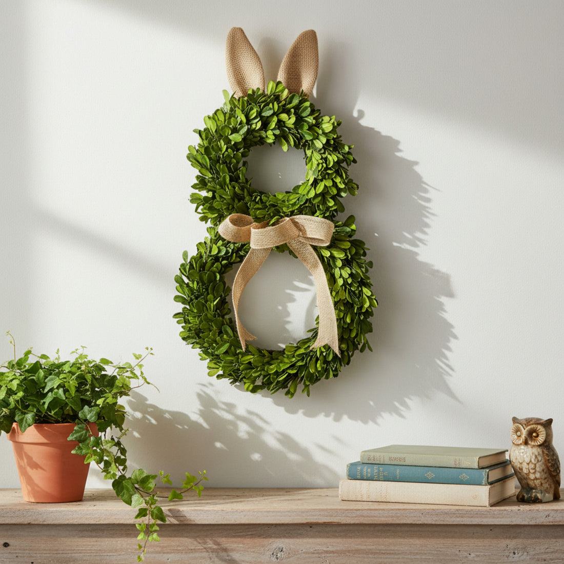 Preserved Boxwood Rabbit Shaped Topiary Décor