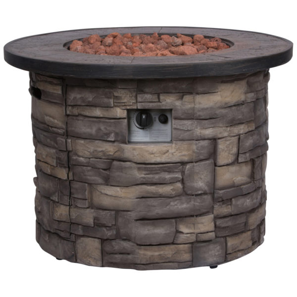 Outdoor Propane Gas Fire Pit Table Lava Rocks